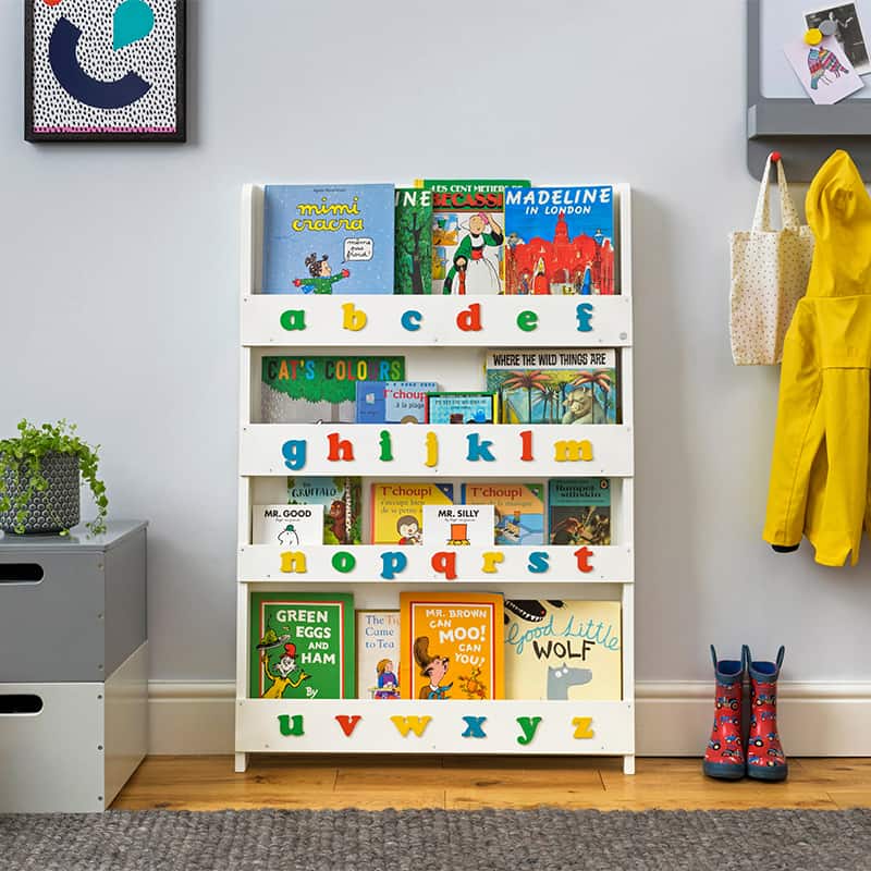 Children's bookcases, Tidy Books, Tidy Books Children Bookcases, kids bookcases, Tidy Books Alphabet Bookcase White Colour Alphabet