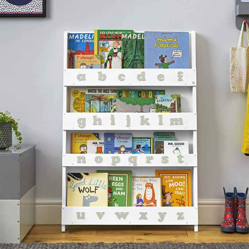 Children's bookcases, Tidy Books, Tidy Books Children Bookcases, kids bookcases, Tidy Books Alphabet Bookcase White Provence Grey Alphabet